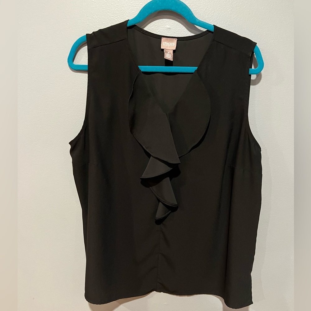 Chicos size 3 sleeveless black blouse. Easy and comfy dress up!